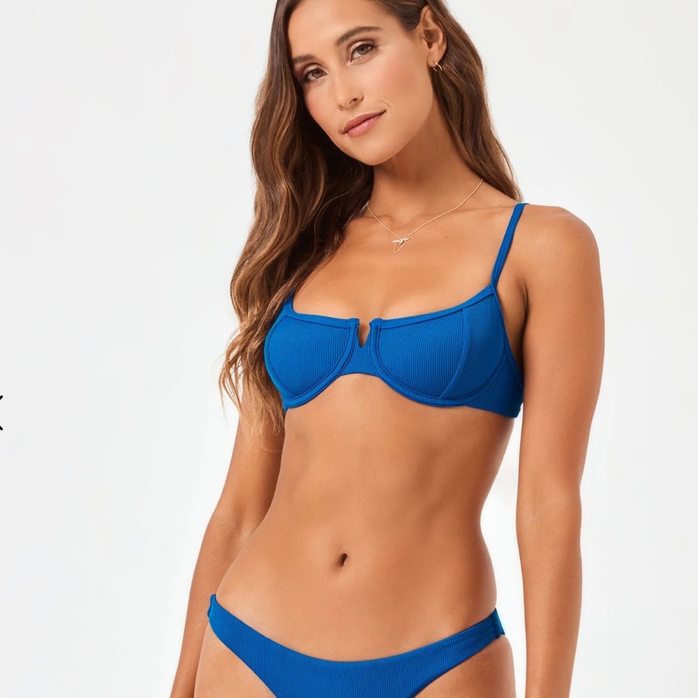 COPY - L*Space | New Ribbed Hunter Demi Cup Bikini Top In Abyss Blue | L